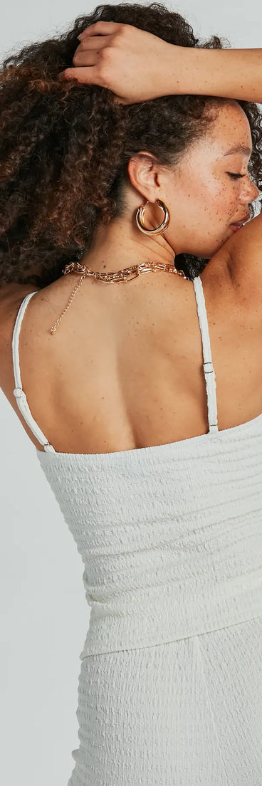 So Boho Lace-Up Crinkle Knit Top