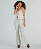 So Boho Lace-Up Crinkle Knit Top