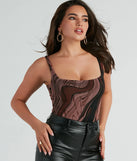 Artistic Impulse Sleeveless Abstract Mesh Bodysuit