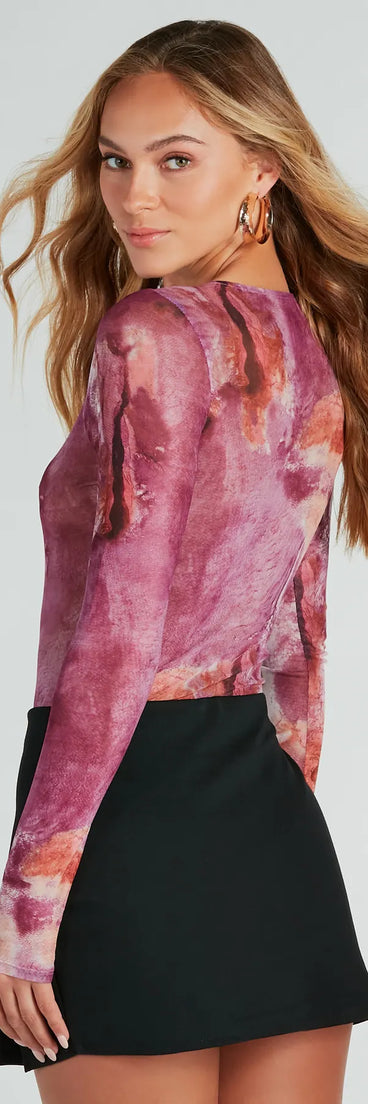 Marble Mood Mesh Long Sleeve Bodysuit