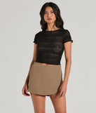 Total Cutie Short Sleeve Lace Floral Crop Top