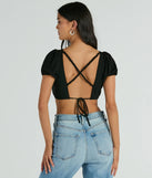 
Upgrade your style game for 2025 with the Adorable Allure Puff Sleeve Tie-Back Crop Top in black, perfect for any fashion-forward wardrobe.