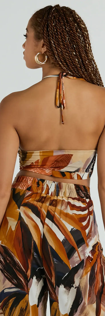 Vacay Ready Tropical Knit Halter Crop Top