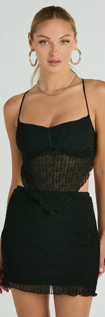 The Feeling Daring Texture Knit Crop Top in black with a modern design and trendy look is part of the latest women's tops collection to elevate your 2025 wardrobe.