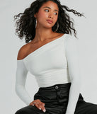The Looking Flawless Smooth Off-The-Shoulder Top in white with a modern design and trendy look is part of the latest women's tops collection to elevate your 2025 wardrobe.