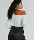 The Looking Flawless Smooth Off-The-Shoulder Top in white with a modern design and trendy look is part of the latest women's tops collection to elevate your 2025 wardrobe.