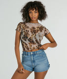 The Fierce Trendsetter Leopard Mesh Crop Top in leopard print with a modern design and trendy look is part of the latest women's tops collection to elevate your 2025 wardrobe.