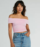 Spotted In Town Off-The-Shoulder Crop Top