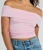 Spotted In Town Off-The-Shoulder Crop Top