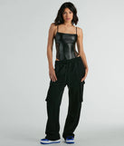 Daring Encounter Lace Faux Leather Bodysuit
