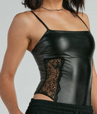 Daring Encounter Lace Faux Leather Bodysuit
