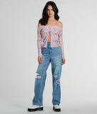 Floral Daydream Off-The-Shoulder Mesh Top