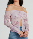 Floral Daydream Off-The-Shoulder Mesh Top