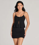 Effortlessly create holiday party outfits or vacation-ready looks with the Chic Duo Ribbed Knit Crop Top, one part of a versatile women's black matching set perfect for quick and easy outfit combinations from layering chic outfits to transitioning your look seamlessly.