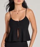 Effortlessly create holiday party outfits or vacation-ready looks with the Chic Duo Ribbed Knit Crop Top, one part of a versatile women's black matching set perfect for quick and easy outfit combinations from layering chic outfits to transitioning your look seamlessly.