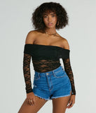 Sultry Aura Off-The-Shoulder Lace Crop Top