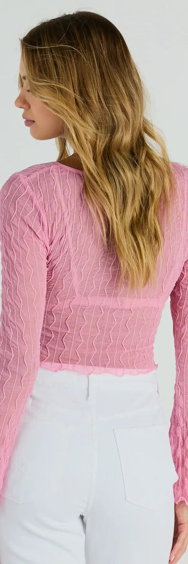 Don't Tempt Me Textured Slit Crop Top