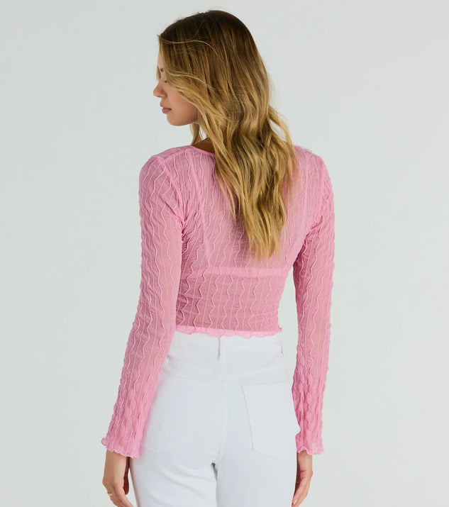 Don't Tempt Me Textured Slit Crop Top | Windsor