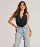 The Take The Plunge Sleeveless Halter Crop Top in black with a modern design and trendy look is part of the latest women's tops collection to elevate your 2025 wardrobe.