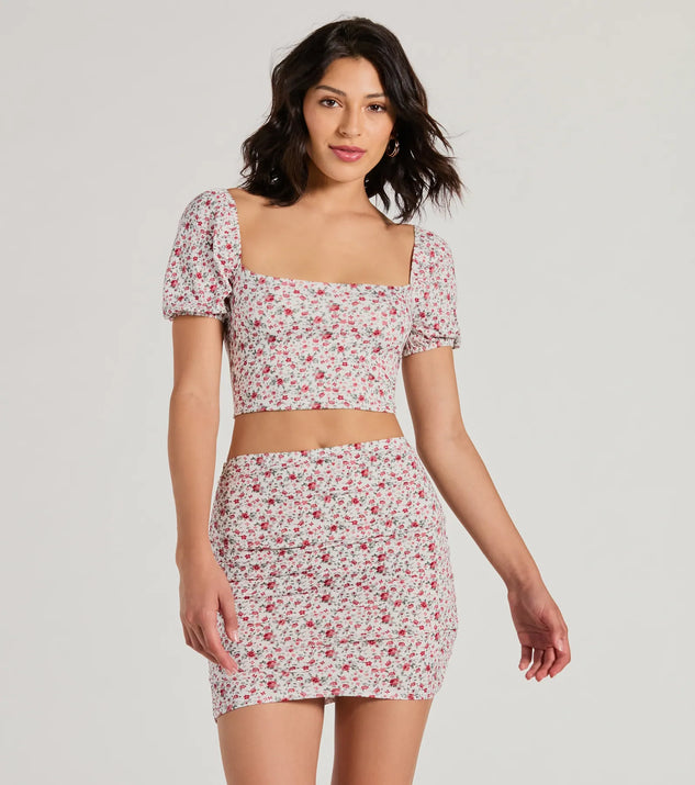 Two Cute Lace Up Floral Crop Top Windsor