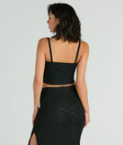 Alluring Dream V-Neck Lace Rosette Crop Top, a trendy black addition to women's going-out outfits, is ideal for Christmas party outfits, chic NYE attire, or winter night-out looks that keep you on-trend!