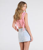 From bold to effortless, the Such A Cutie Ruffled Strap Corset Top lets you define your vibe with pink tops that speak your style.