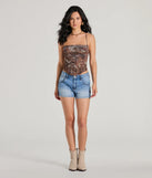 The waist-defining bodice style of the Flawless One Floral Strappy Corset Crop Top in rust is perfect for making a statement with your outfit and provides the structure, molded cups, or lace-up details that capture the corset trend.