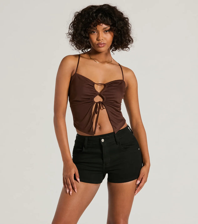 Sweet Fling Lace-Up Mesh Crop Top | Windsor
