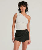 Groove Time One-Shoulder Ruched Crop Top