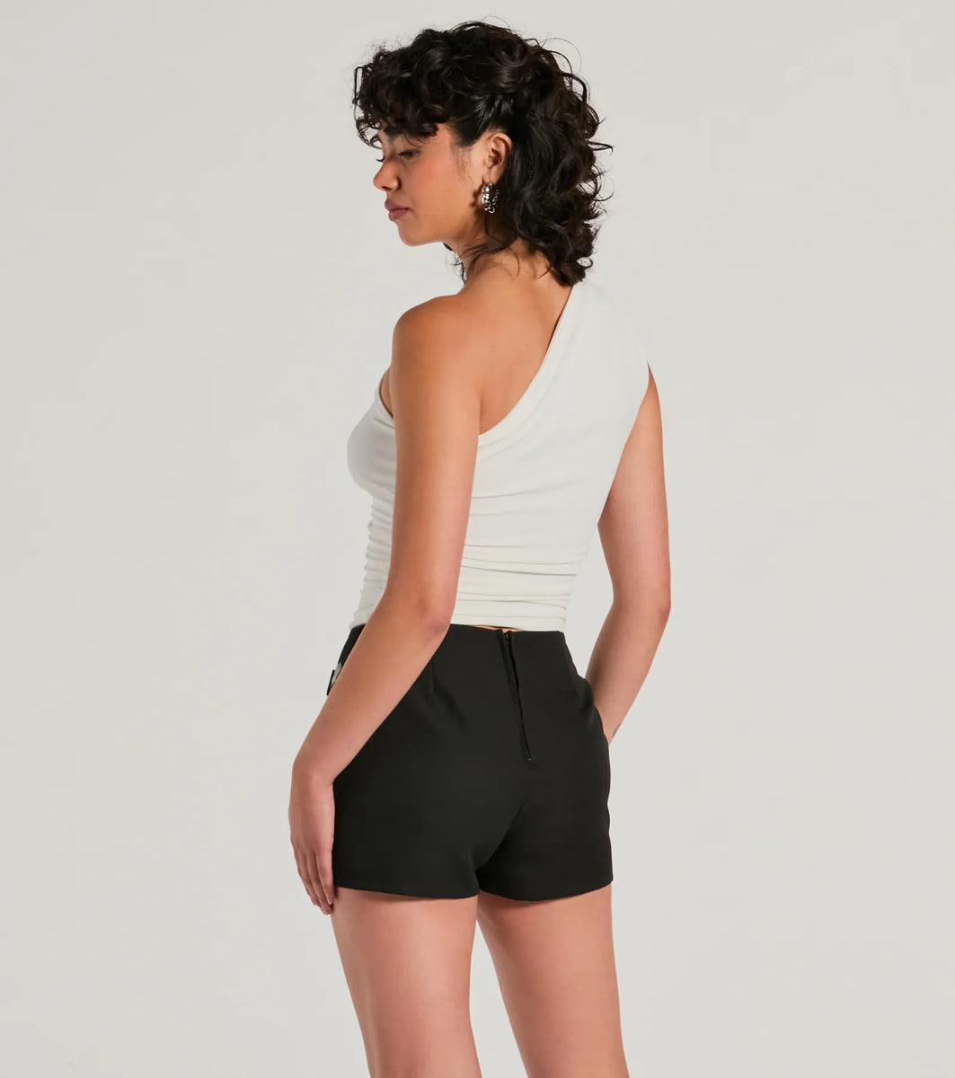Groove Time One-Shoulder Ruched Crop Top & Windsor
