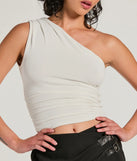 Groove Time One-Shoulder Ruched Crop Top