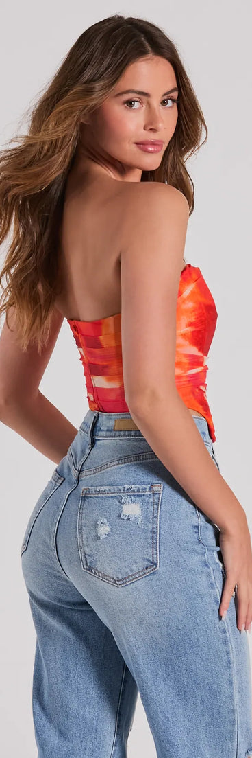 Constant Sensation Strapless Abstract Mesh Bustier