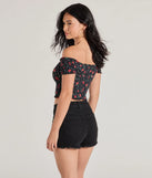 Sweet Like Cherries Lace-Up Off-The-Shoulder Top