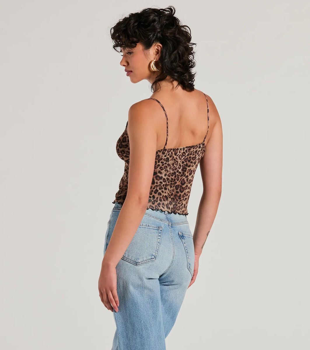 Leopard Mesh Top