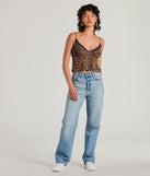 Purrfect Fit Leopard Print Mesh Top, a trendy leopard print addition to women's going-out outfits, is ideal for Christmas party outfits, chic NYE attire, or winter night-out looks that keep you on-trend!