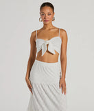 Vibe Of Summer Tie Front Eyelet Crop Top