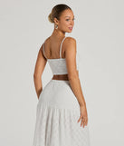 Vibe Of Summer Tie Front Eyelet Crop Top