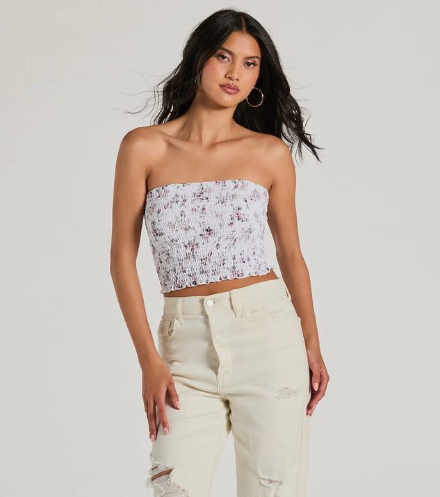 Cutest Bloom Strapless Floral Smocked Tube Top Windsor