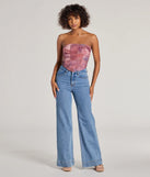 Stay on-trend this season with the Keep It Alluring Abstract Mesh Strapless Bustier Top in mauve, a must-have for creating stylish and effortless spring outfits for women.