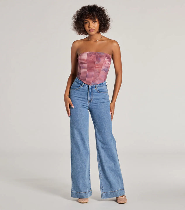 Keep It Alluring Abstract Mesh Strapless Bustier Top | Windsor