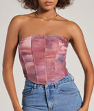 The waist-defining bodice style of the Keep It Alluring Abstract Mesh Strapless Bustier Top in mauve is perfect for making a statement with your outfit and provides the structure, molded cups, or lace-up details that capture the corset trend.