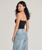 From bold to effortless, the Flirty Find Strapless Ruched Knit Crop Top lets you define your vibe with black tops that speak your style.