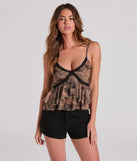 Charming Sweetness V-Neck Lace Trim Floral Crop Top, a trendy brown addition to women's going-out outfits, is ideal for Christmas party outfits, chic NYE attire, or winter night-out looks that keep you on-trend!