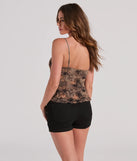 Charming Sweetness V-Neck Lace Trim Floral Crop Top, a trendy brown addition to women's going-out outfits, is ideal for Christmas party outfits, chic NYE attire, or winter night-out looks that keep you on-trend!