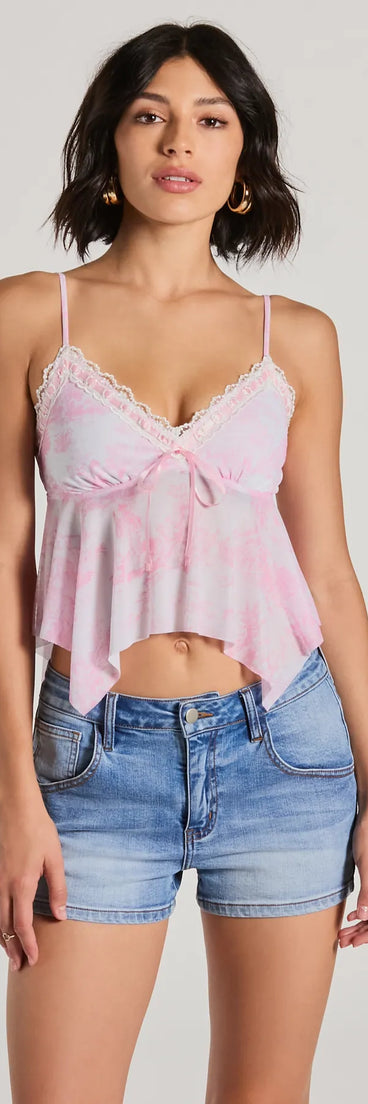 Stun The Scene V-Neck Lace Mesh Crop Top