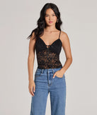 The Sheerly Sultry V-Neck Lace Crop Top in black with a modern design and trendy look is part of the latest women's tops collection to elevate your 2025 wardrobe.