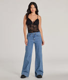 Stay on-trend this season with the Sheerly Sultry V-Neck Lace Crop Top in black, a must-have for creating stylish and effortless spring outfits for women.