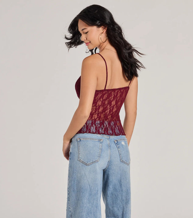 Sheerly Sultry V-Neck Lace Crop Top | Windsor