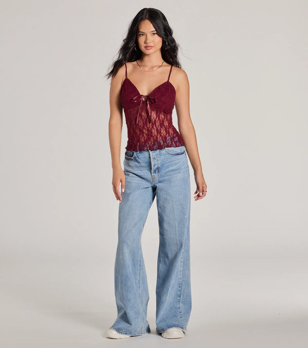 Sheerly Sultry V-Neck Lace Crop Top | Windsor