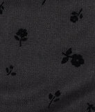 The Mood Set V-Neck Floral Velvet Pattern Mesh Top in black is a women's workwear essential with an elevated fabric and chic silhouette, ideal for layering and versatile enough to take your look from office chic to going-out ready!